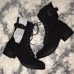 Sold! New Black Suede Combat Boots